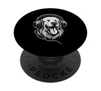 Golden Retriever With Headphones DJ Music Dog Lover PopSockets Adhesive PopGrip