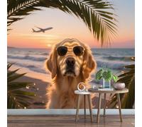 Golden Retriever with Seascape Wallpaper 400x280cm Modern Style Wallpaper Murals,for Living Room Not Self Adhesive Wall Paper Large Mural & Room Decor