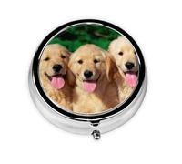 Golden Retriever with Smiling Face DogMeta Pill Box 3 Compartment Medicine Case,Portable Organizer