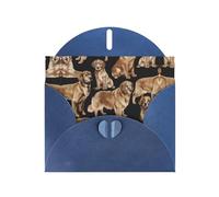 Golden Retrievers Blue prints Greeting Cards 6x4-inch with Envelope | Perfect for writing greetings and thank-you notes