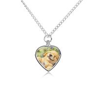 Golden Retrievers Dog Butterflies Hyacinth Ashes Necklace Dog Pet Urn Necklace Heart Cremation Jewelry with Fill Kit