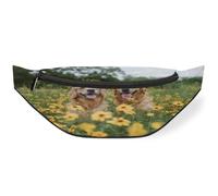 Golden Retrievers Dog Flower Waist Bag Pack for Women Men Kids Girls Boys Fanny Pack Bumbags Pouch Purses Belt Bag for Travel Sport Running