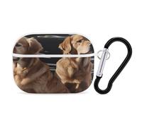 Golden Retrievers Earbuds Organizer Shockproof Protective Airpods Pro Cover with Carabiner Clip Anti Fall Carrying Earphone Case Cover for Airpods Pro 2nd Generation White