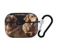 Golden Retrievers Earbuds Organizer Shockproof Protective Airpods Pro Cover with Carabiner Clip Anti Fall Carrying Earphone Case Cover for Airpods Pro 2nd Generation Black