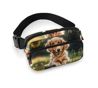 Golden Retrievers Fanny Pack for Women Men Waist Bag Belt Bag Adjustable Casual Bag for Travel Sports Hiking, white, 7.9x5.1inches