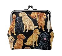 Golden Retrievers Full Double-Sided Printed Pattern Women's and Girls' Fashionable Leather Kiss Lock Coin Purse Card Bag