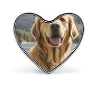 Golden Retrievers Heart Pin, 1 Inch Metal Love Lapel Pins - Lightweight, Smooth Edges, Versatile Badge Brooch for Jackets, Shirts, Bags, Gifts for Friends, Family