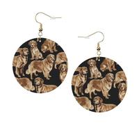 Golden Retrievers Leather Round Earrings Daily Accessories Working At Work Women'S Fashion