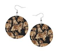 Golden Retrievers Leather Round Earrings Daily Accessories Working At Work Women'S Fashion