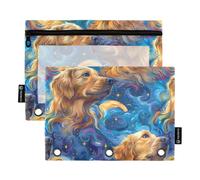Golden Retrievers Moon Stars Pencil Pouch 3-Ring Binder Clear Pencil Case