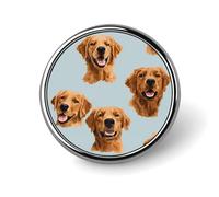 Golden Retrievers on Blue Round Badge Pin Metal Memorial Brooch Button Lapel Pins for Backpack Wedding