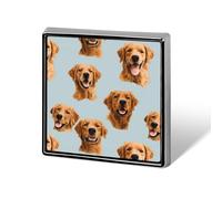 Golden Retrievers on Blue Square Badge Pin Metal Memorial Brooch Button Lapel Pins for Backpack Wedding
