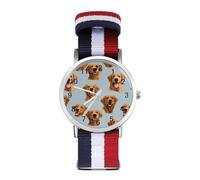 Golden Retrievers on Blue Wrist Watches for Men Women Casual Braided Strap Easy Reader for Work Workout
