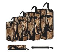 Golden Retrievers Print 4 Set Compression Packing Cubes For Suitcases,Expandable Storage Bags Organizers