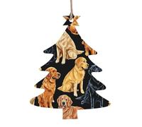 Golden Retrievers -Print Christmas Wooden Ornaments 2PCS- Handmade Eco-Friendly Hanging Decor For Tree Gifts Holiday Festivities.