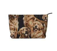 Golden Retrievers Print Corduroy Makeup Bags, Makeup Bag Organizer Small, Toiletry Pouch,Multifunctional Travel Makeup Bag for Women's Gift