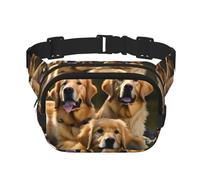 Golden Retrievers print Fanny Pack Purse with Adjustable Strap Square Double Layer Waist Bag Belt Unisex Everywhere
