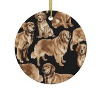 Golden Retrievers Print Personalized Christmas Decorations,Round Ceramic Decorations,Home Decoration Pendants