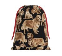 Golden Retrievers Print Present Bag, Reusable Organizer For Holiday Celebrations, Xmas Party Favors