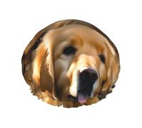 Golden Retrievers Print Shower Cap Reusable Bath Cap Double Layer Bath Hair Caps, Keeps Hair Dry, Fits All Head