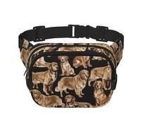 Golden Retrievers Print Unisex Square Double Layer Waist Bag Crossbody Fanny Pack Travel Workout Accessory, Black, One Size, Black, One Size