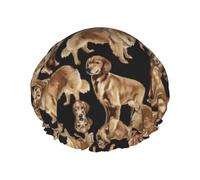 Golden Retrievers Print Various Activities Shower Cap Reusable Soft And Lightweight Bath Hair Cap Long Hair