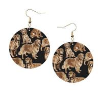 Golden Retrievers Printed Leather Earring Set For Women, 1 Pair Lightweight Bohemian Pierced Earrings Jewelry Gift For Women Girls