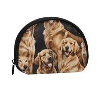 Golden Retrievers Printed Mini Coin Pouch, Shell Shape Zip Around Wallet, Small Zipper Pouch for Cash, Cards, Keys, Lipstick, Storage Pouch, Travel Organizer