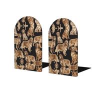 Golden Retrievers Printed Wooden Bookends - Wood Holders with Base for Office, Home, Library, Classroom