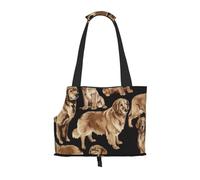 "Golden Retrievers Prints Small Dog Carrier Bag, Portable Cat Carrier Handbag, Foldable Pet Carrier Bag, Personalized Pattern Design"