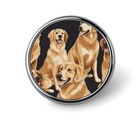Golden Retrievers Round Lapel Pin Women's Novelty Buttons & Pins Metal Badge Cute Brooch Retro Pinback Badge Fashion Bag Pins for Hat Backpacks Tie Suit Wedding Party Accessory, silver, Circular