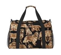 Golden Retrievers Travel Tote Bag â€“ Large Reusable Shopping Bag, Vacation Tote, Sports Duffel Bag with Adjustable Crossbody Strap, Black, One Size