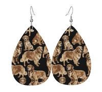 Golden Retrievers Women'S Drop-Shaped Leather Earrings Are Suitable For Parties, Holiday Parties And Gifts.