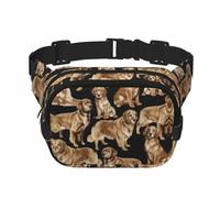 Golden Retrievers Zipper Fanny Pack, Crossbody Bags with Adjustable Strap for Jogging, Cycling