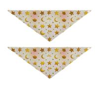 Golden Retro Star Moon Bulk Dog Bandanas Adjustable Pet Scarf for Boy and Girl Cute Pet Holiday Set for Dogs Cats 2 Pack