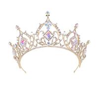 Golden Rhinestone Crown Headband for Bride Wedding Party Hair Accessory | Alloy Build, Delicate Noble Style, Photo Props and Dress Accessory, Charming Headdress for Celebrations