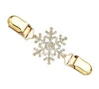 Golden Rhinestone Sweater Clip for Cardigans and Collars Christmas | Alloy Construction, Clothes-safe Fastening, Shawl Clasp Use, Formal or Casual Styling, Winter Star Accent