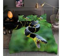 Golden-Ringed Snake Toddler Duvet Cover Set 120x150cm - Toddler Bed Duvet Cover with Pillowcase for Boys Girls Snakes Quilt Cover Set Breathable, Soft, Comfy, Anti-Allergic