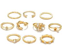 Golden Rings Set For Women - 10 Pcs Trendy Simple Gold Plated Stackable Pack