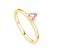 Golden Rings, Wedding Rings Women Simple with Pink Triangle Shape Morganite 9K Yellow Gold Size S 1/2