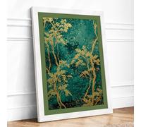 Golden Rivers Abstract Framed Wall Art Print A1 (84.1×59.4cm) White, Wall Decor for Living Room, Bedroom, Office & Home, Ready to Hang, Art Gift