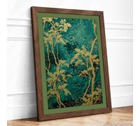 Golden Rivers Abstract Framed Wall Art Print A2 (59.4×42cm) Walnut, Wall Decor for Living Room, Bedroom, Office & Home, Ready to Hang, Art Gift
