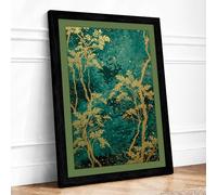 Golden Rivers Abstract Framed Wall Art Print A4 (29.7×21cm) Black, Wall Decor for Living Room, Bedroom, Office & Home, Ready to Hang, Art Gift