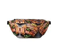 Golden Roast Large Crossbody Fanny Pack,Gifts For Enjoy Sports Festival Workout Traveling Running Casual, Black, One Size