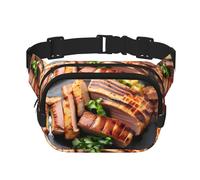 Golden Roast Square Double Layer Waist Bag Belt - Unisex Everywhere Fanny Pack Purse for Running, Travel, Hiking, Fitness, Black, One Size