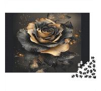 Golden Rose Dark Jigsaw Puzzles 1000 Pieces Recycled Paper for Adults Adult Jigsaws Fun Challenging Game Fun Home Present Great Gift Idea 52x38cm/1000pcs