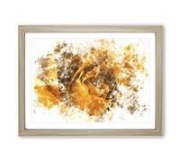 Golden Rose Flower Watercolour Modern Framed Wall Art Print, Ready to Hang Picture for Living Room Bedroom Home Office Décor, Oak A2 (64 x 46 cm)
