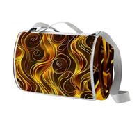 Golden Roses Fire Waterproof Sandproof Outdoor Picnic Blanket - Foldable Tote Design for Beach Camping Hiking, Durable & Easy-Clean Mat