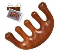 Golden Rosewood Head Massage Comb - Wooden Gua Sha Tool for Manual Lymphatic Drainage - Meridian Head Massage Comb & Scalp Stimulator - Relieves Tension, Boosts Sleep, for Hair Care & Relaxation