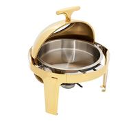 Golden Round Bain Marie, Single Compartment Stainless Steel Buffet Warmer, Professional Food Warmer for Catering, Weddings, Parties, Banquets, Restaurants and Events